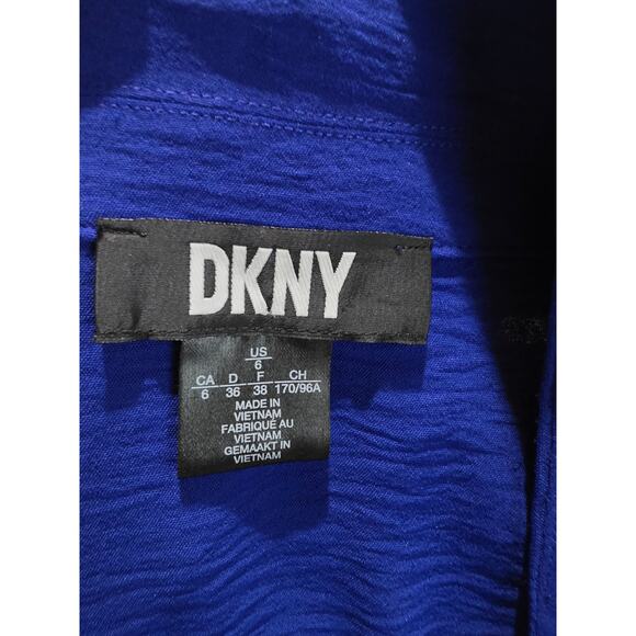 DKNY Royal Blue Waist Tie Short Cinch Sleeve V-Neck Dress - Picture 5 of 5